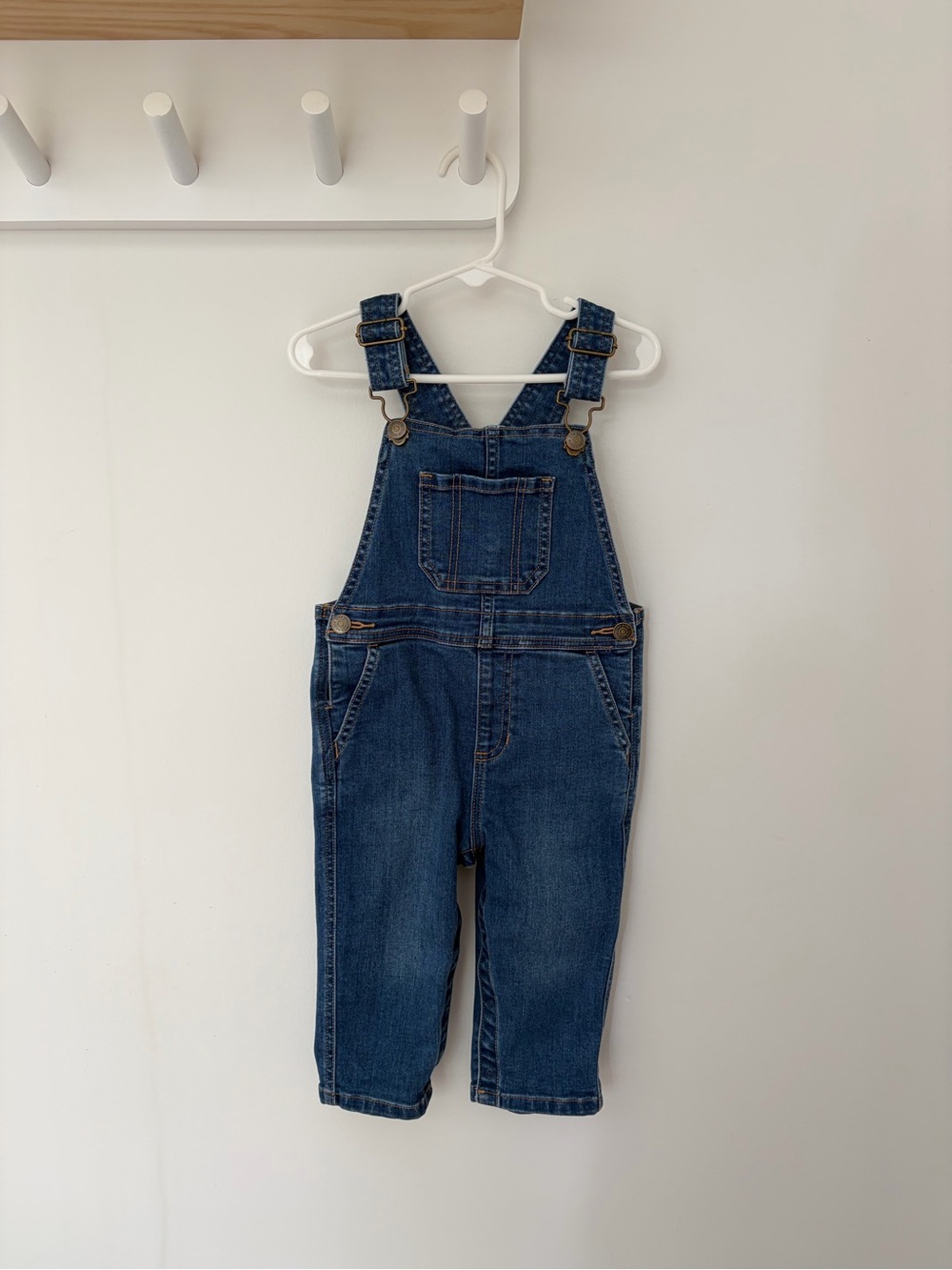 primary classic blue denim overalls